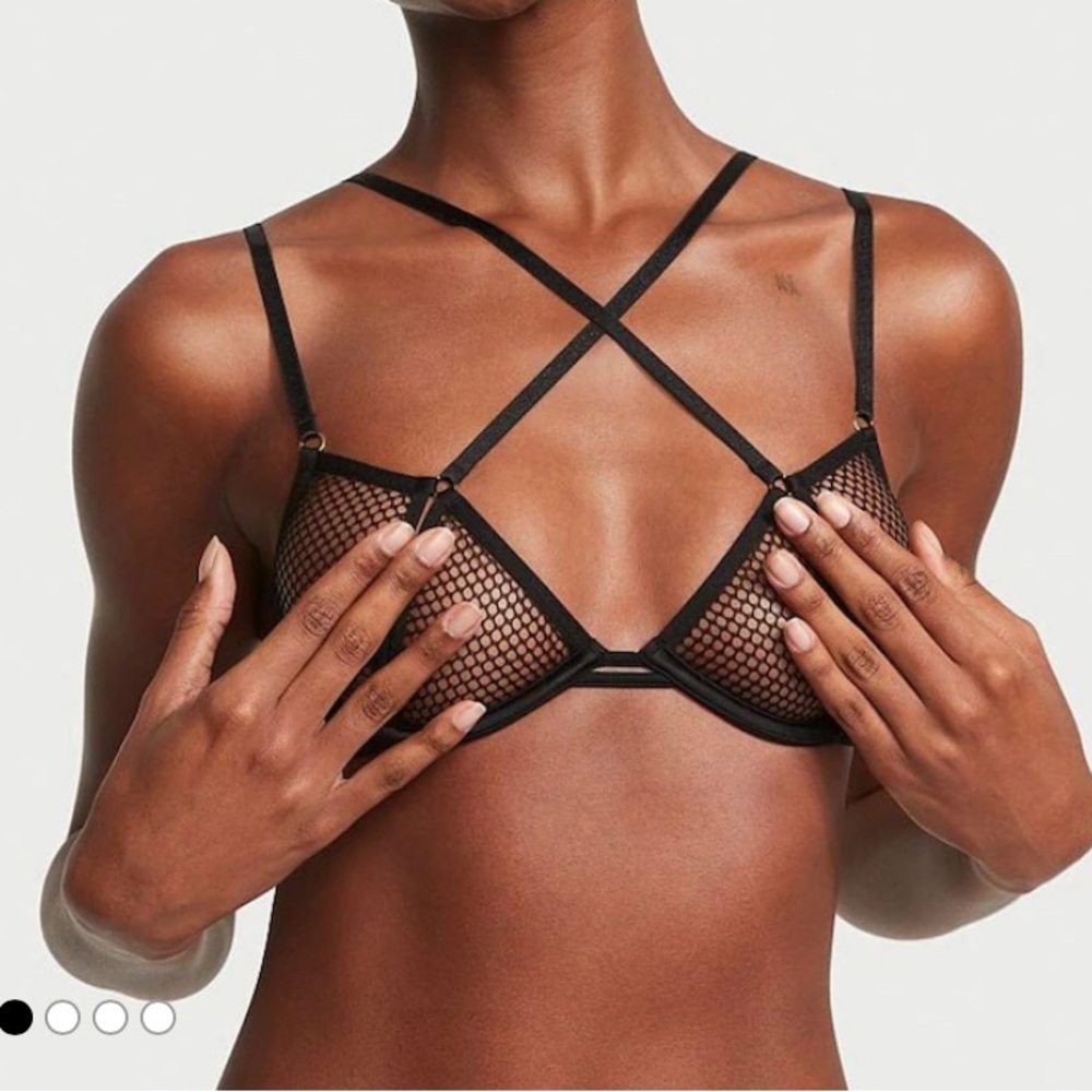 Victoria's Secret Black Fishnet Strappy Bralette